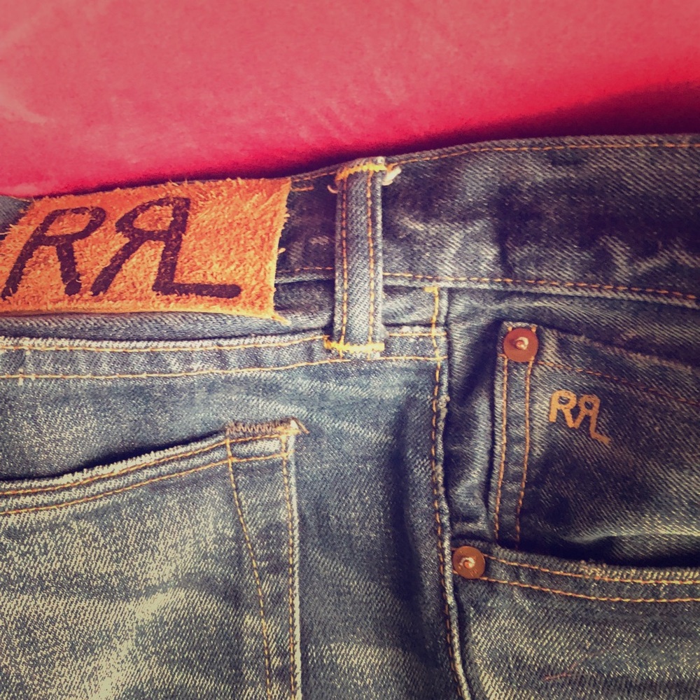RRL Jeans Blue Grand Falls wash Distressed Denim - Picture 3 of 4